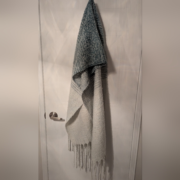 3/$20 Wide Scarf, Turquoise and White - Picture 2 of 2